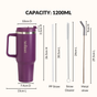 GripSip 40 Insulated Tumbler With Side Handle Plum Party Mauve 1200ml