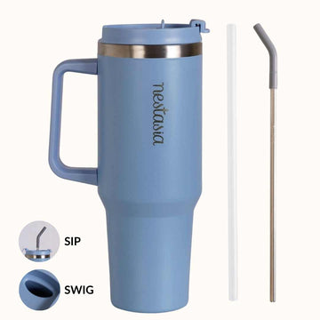 GripSip 40 Insulated Tumbler With Side Handle Blue Frost 1200ml