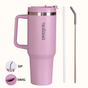 GripSip 40 Insulated Tumbler With Side Handle Blush Rose Pink 1200ml