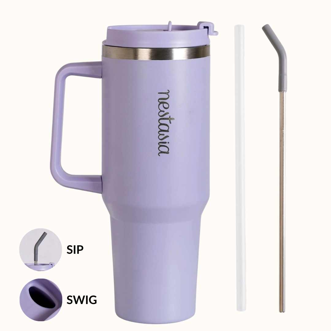 GripSip 40 Insulated Tumbler With Side Handle Periwinkle 1200ml
