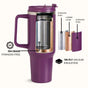 GripSip 40 Insulated Tumbler With Side Handle Plum Party Mauve 1200ml