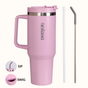 GripSip 40 Insulated Tumbler With Side Handle Quartz Cloud Pink 1200ml