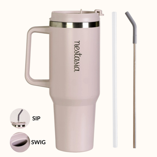 GripSip 40 Insulated Tumbler With Side Handle Rosy Taupe 1200ml