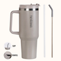 GripSip 40 Insulated Tumbler With Side Handle Urban Greige 1200ml