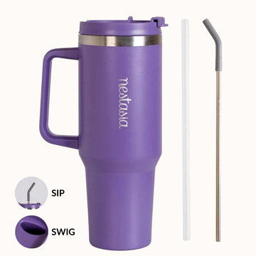 GripSip 40 Insulated Tumbler With Side Handle Viva Violet 1200mlll