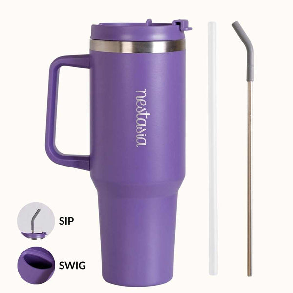 GripSip 40 Insulated Tumbler With Side Handle Viva Violet 1200mlll