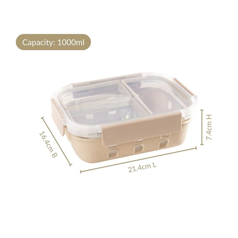 Gripso Triple Compartment Lunch Box 1000ml Beige