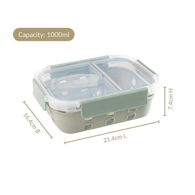 Gripso Triple Compartment Lunch Box 1000ml Sage Green