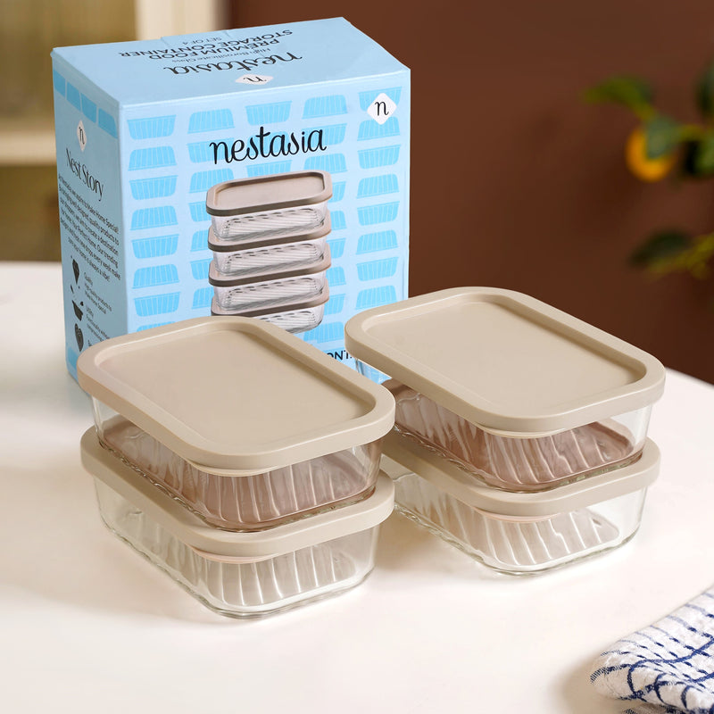 Groovo Food Storage Container Beige Set Of 4 520ml