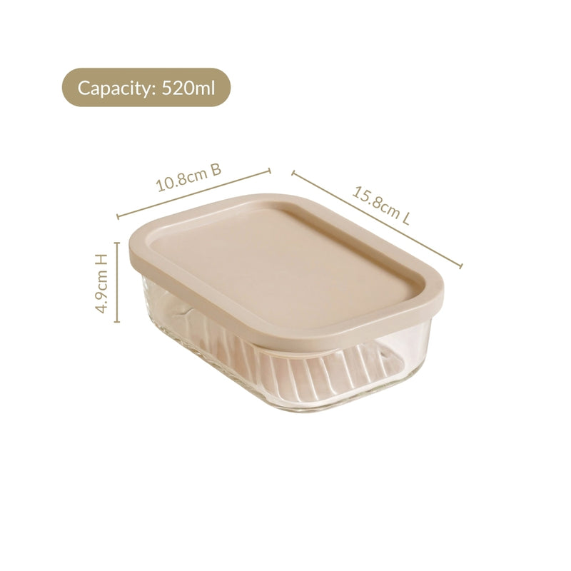 Groovo Food Storage Container Beige Set Of 4 520ml