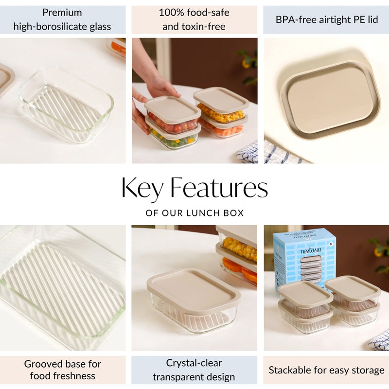 Groovo Food Storage Container Beige Set Of 4 520ml