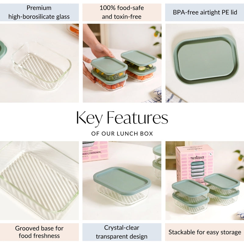 Groovo Food Storage Container Green Set Of 4 520ml