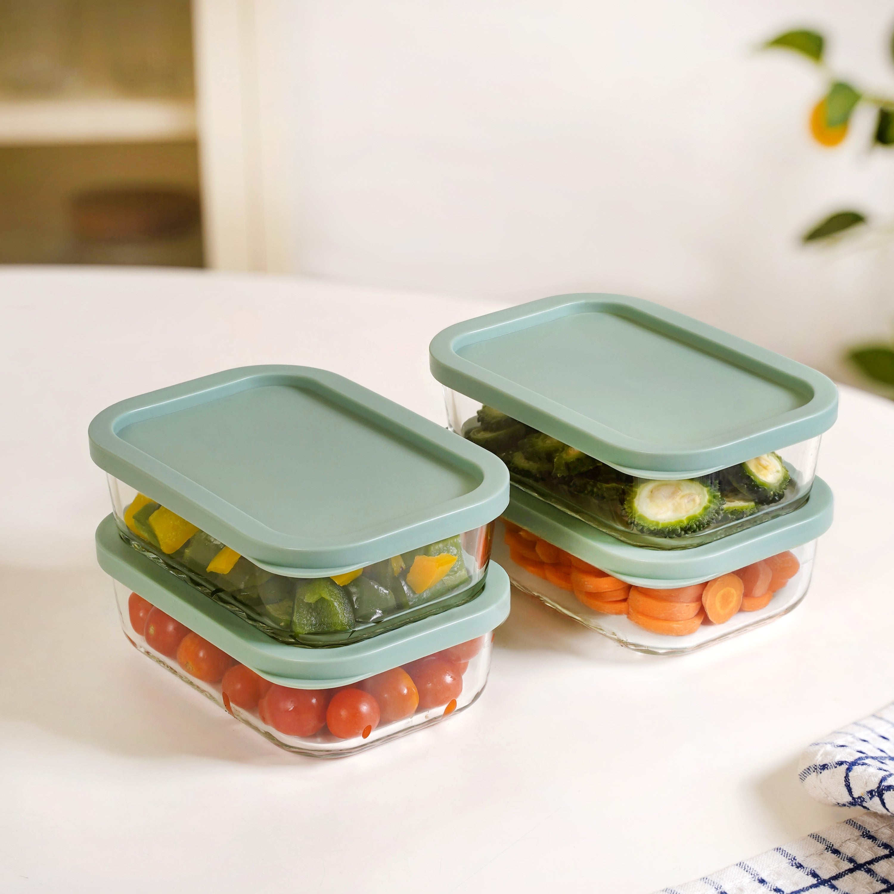 Groovo Food Storage Container Green Set Of 4 520ml