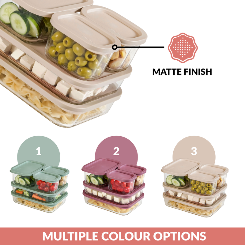 Groovo Food Storage Containers With Lid Set Of 5 310ml 750ml 1200ml Beige