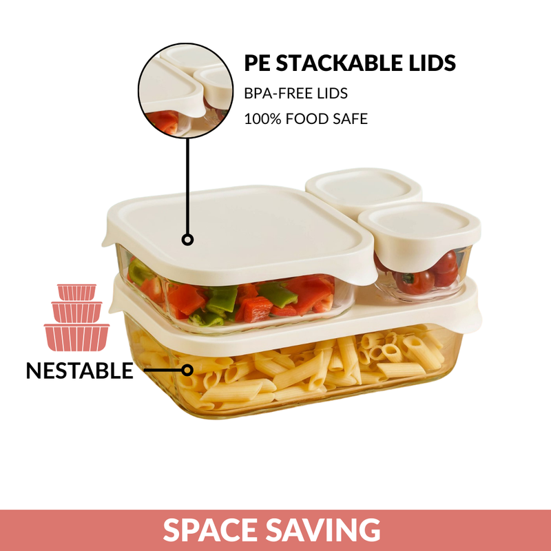 Groovo Lite Glass Food Container Set Of 4 220ml 1320ml 2500ml