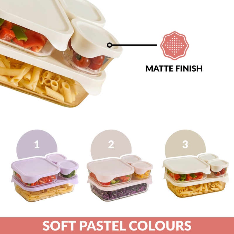 Groovo Lite Glass Food Container Set Of 4 220ml 1320ml 2500ml