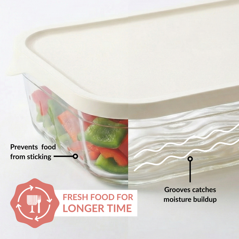 Groovo Lite Glass Food Container Set Of 4 370ml 930ml 2500ml