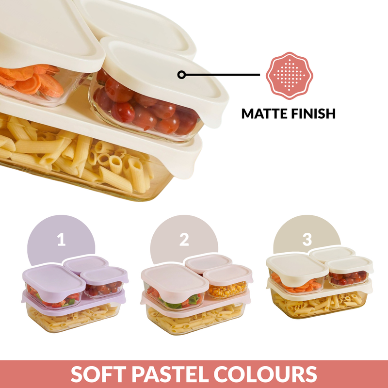 Groovo Lite Glass Food Container Set Of 4 370ml 930ml 2500ml