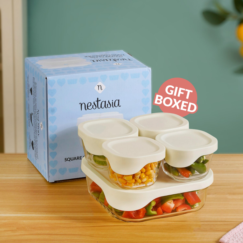 Groovo Lite Glass Food Container Set Of 5 220ml 1320ml