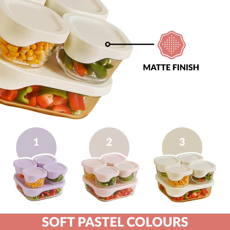 Groovo Lite Glass Food Container Set Of 5 220ml 1320ml