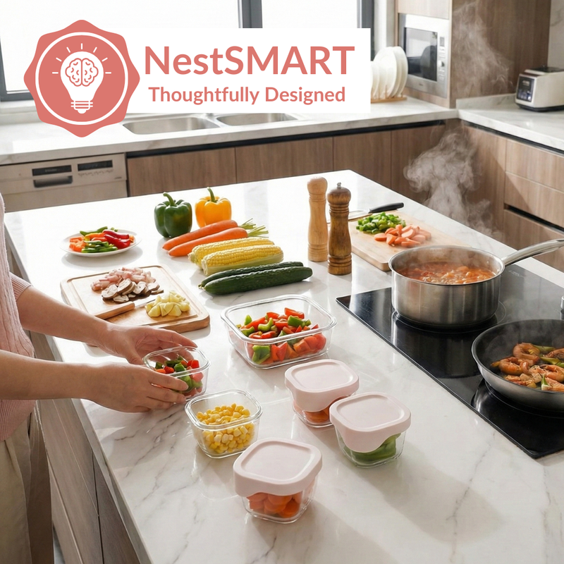 Groovo Lite Microwave Safe Glass Food Container Set Of 5 220ml 1320ml