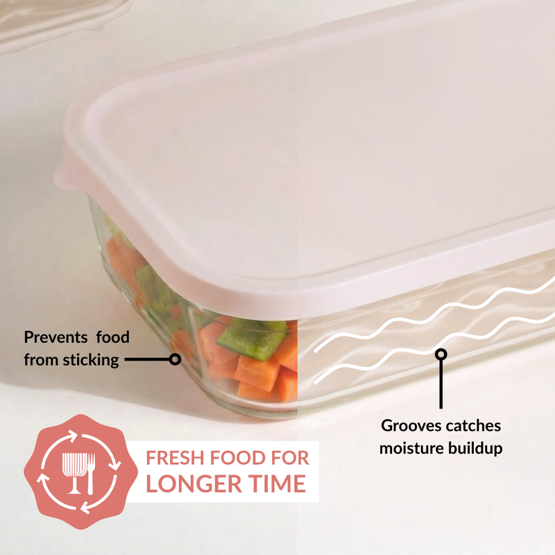 Groovo Lite Microwave Safe Glass Food Container Set Of 5 220ml 1320ml
