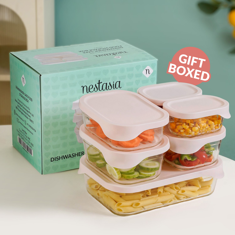 Groovo Lite Microwave Safe Glass Food Container Set Of 6 370ml 930ml 1120ml 2500ml