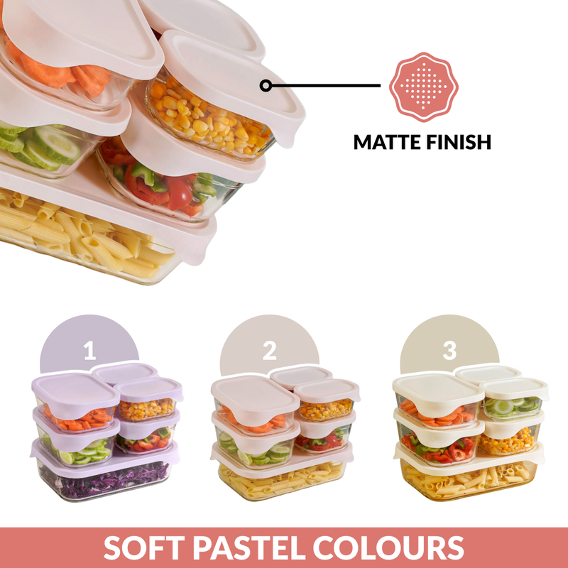 Groovo Lite Microwave Safe Glass Food Container Set Of 6 370ml 930ml 1120ml 2500ml