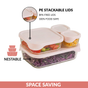 Groovo Lite Microwave Safe Glass Food Container Set Of 4 220ml 1320ml 2500ml