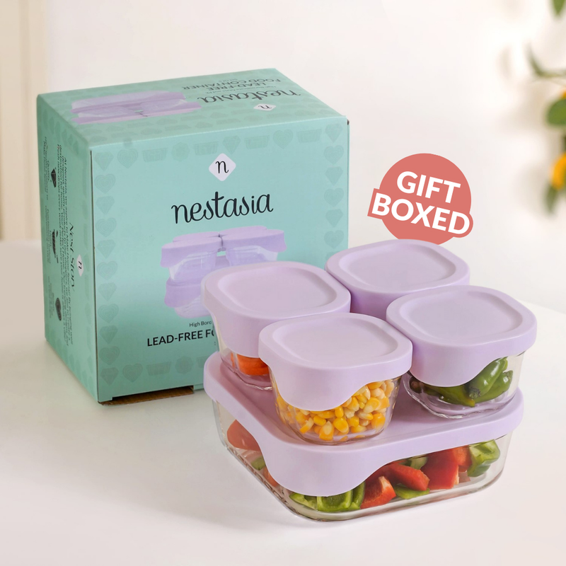 Groovo Lite Premium Borosilicate Food Container Set Of 5 220ml 1320ml