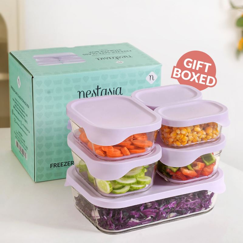 Groovo Lite Premium Borosilicate Food Container Set Of 6 370ml 930ml 1120ml 2500ml