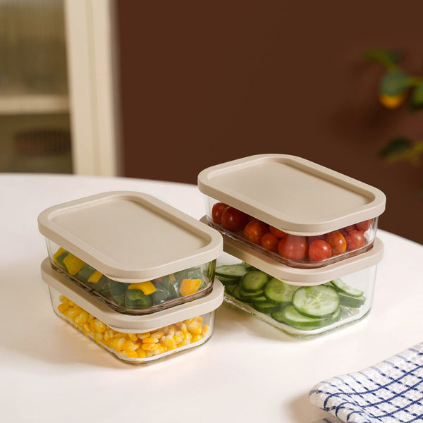 Groovo Multipurpose Storage Container Set Of 4 M 520ml L 750ml