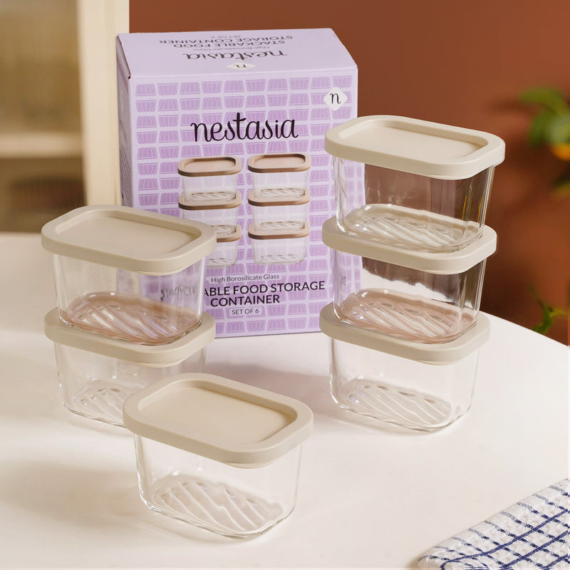 Groovo Stackable Food Storage Container Set Of 6 310ml