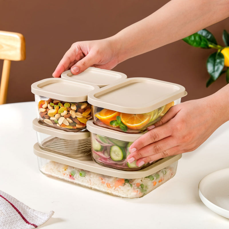 Groovo Stackable Glass Food Storage Container Set Of 6