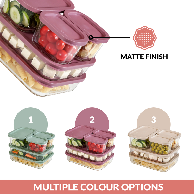 Groovo Storage Containers With Lid Set Of 5 310ml 750ml 1200ml Mauve