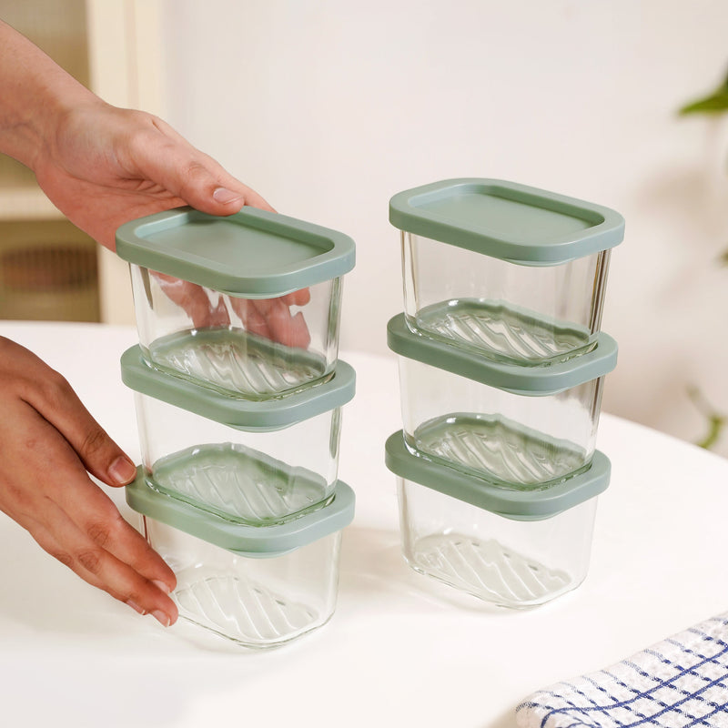 Groovo Transparent Food Storage Container Set Of 6 310ml