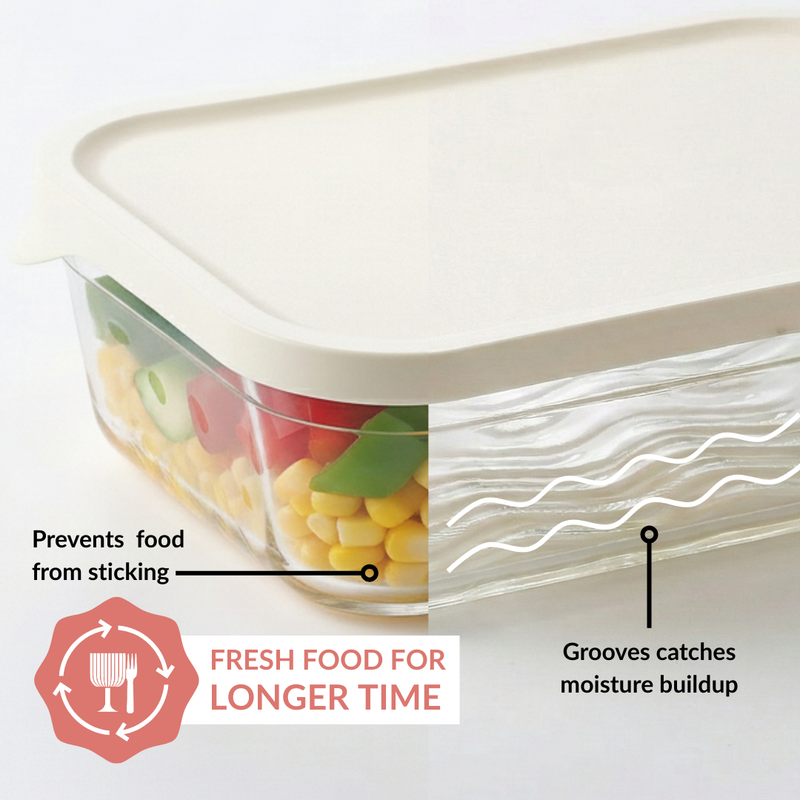 Groovo Lite Glass Food Container Set Of 6 370ml 930ml 1120ml 2500ml