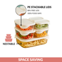 Groovo Lite Glass Food Container Set Of 6 370ml 930ml 1120ml 2500ml