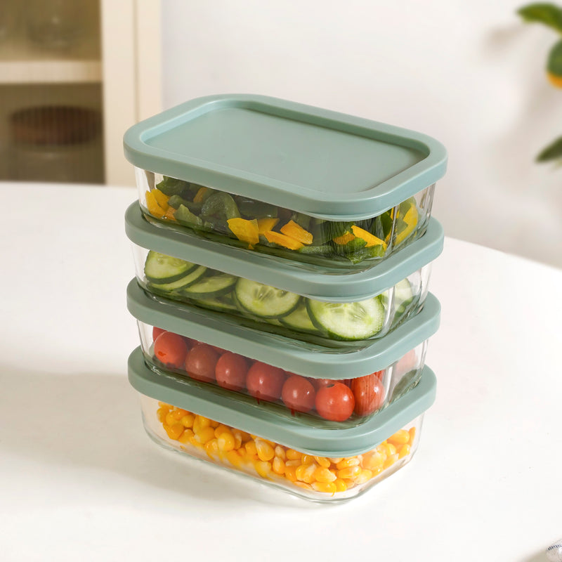 Groovo Food Storage Container Green Set Of 4 520ml