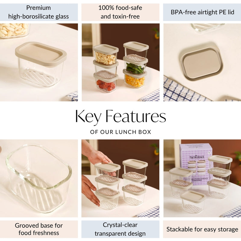 Groovo Stackable Food Storage Container Set Of 6 310ml