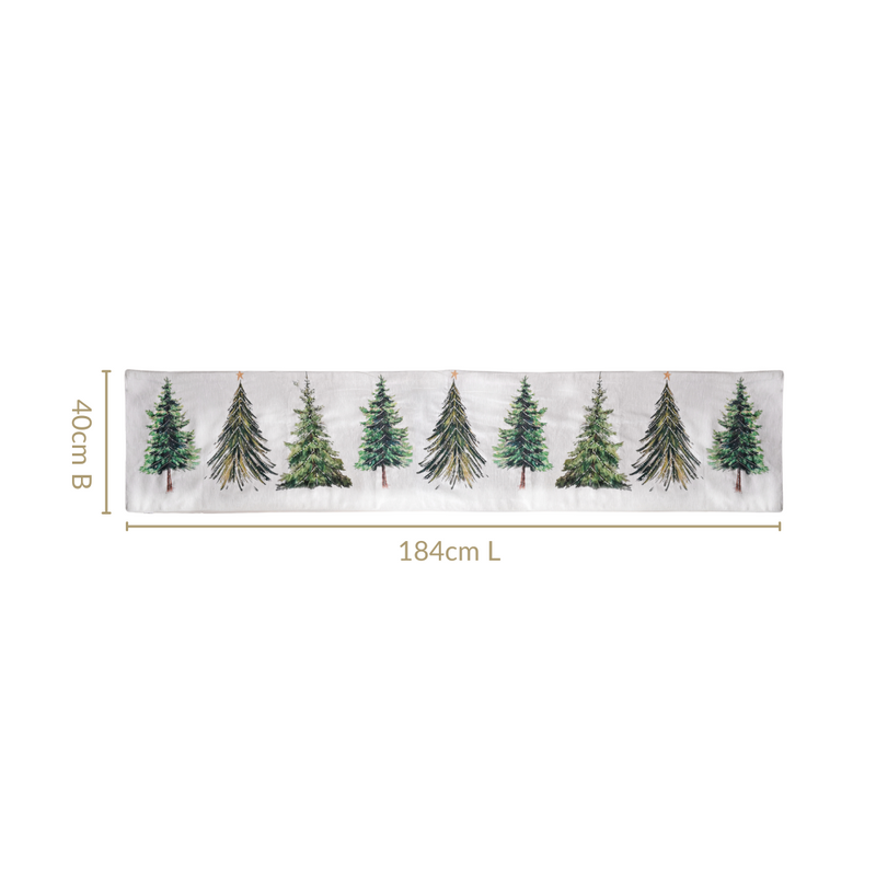 Grove Of Pine Trees Printed White Dining Table Runner