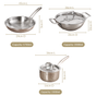 Triply Hammered Cookware Set With Frying Pan Kadai And Saucepan With Lid Set Of 3