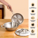 Triply Hammered Stainless Steel Cookware Set With Frying Pan And Kadai With Lid