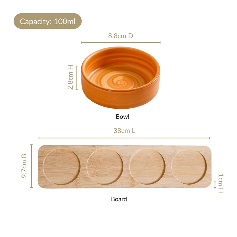 Rustic Style Bowl And Platter Set Of 5 For Sauces Snacks Or Salsa