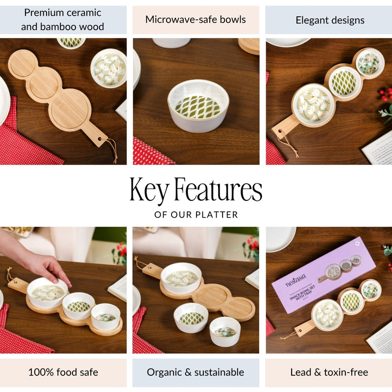 Sage Scape Snack Bowl And Tray Set Of 4