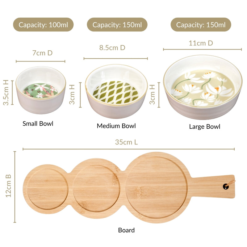 Sage Scape Snack Bowl And Tray Set Of 4