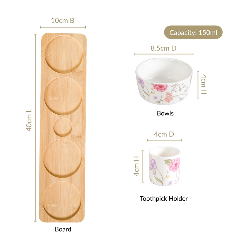 Soft Girl Floral Bowl Tray With Toothpick Holder Set