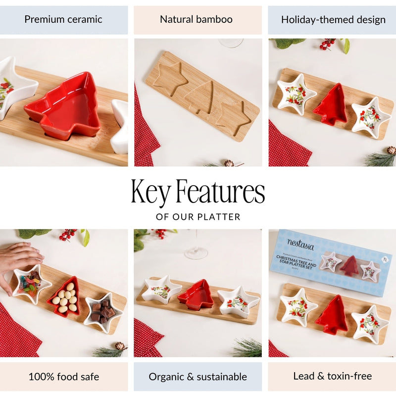 Christmas Tree And Star Platter Set Of 4