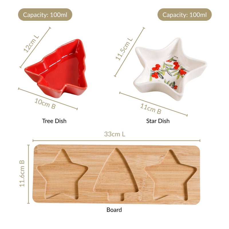 Christmas Tree And Star Platter Set Of 4