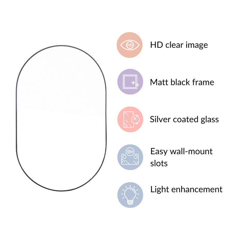 Oval Wall Mirror Black Small